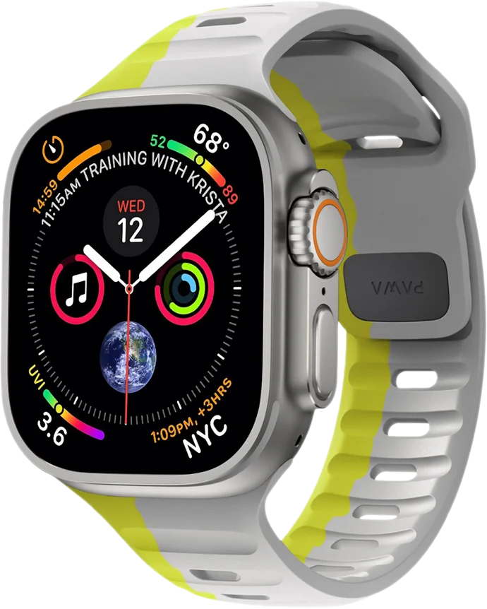 PW-WLLS49IW-GYYL | PAWA Lagos Limited Edition Premium Soft Silicon Strap 45/49Mm | Grey/Yellow