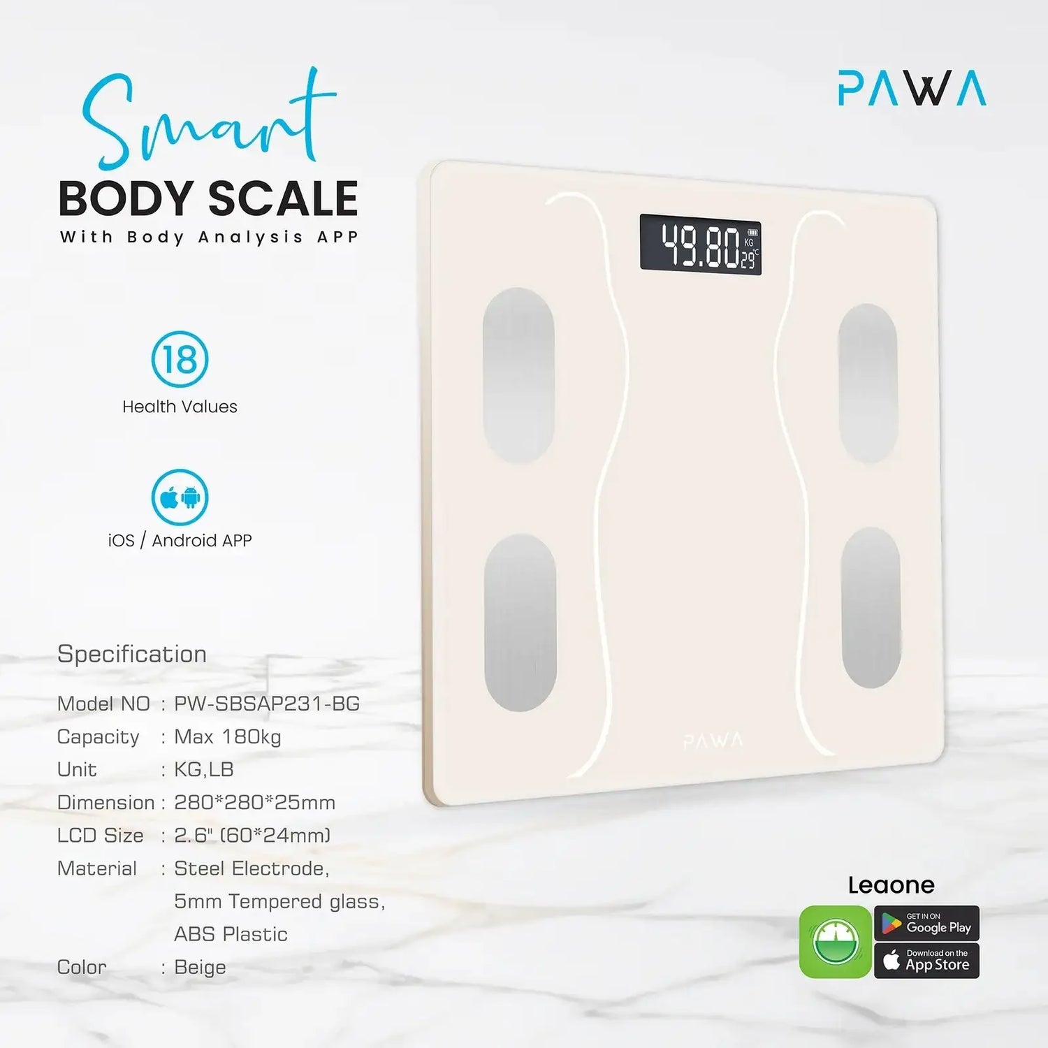 Smart Body Scale with Body Analysis App | Beige - GulfStore.com