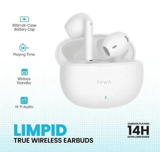 Pawa PW-TWELST09-WH Limpid True Wireless Earbuds - White - GulfStore.com