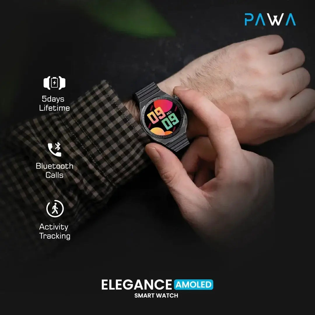 Pawa Elegance Amoled Smart Watch - Black - GulfStore.com