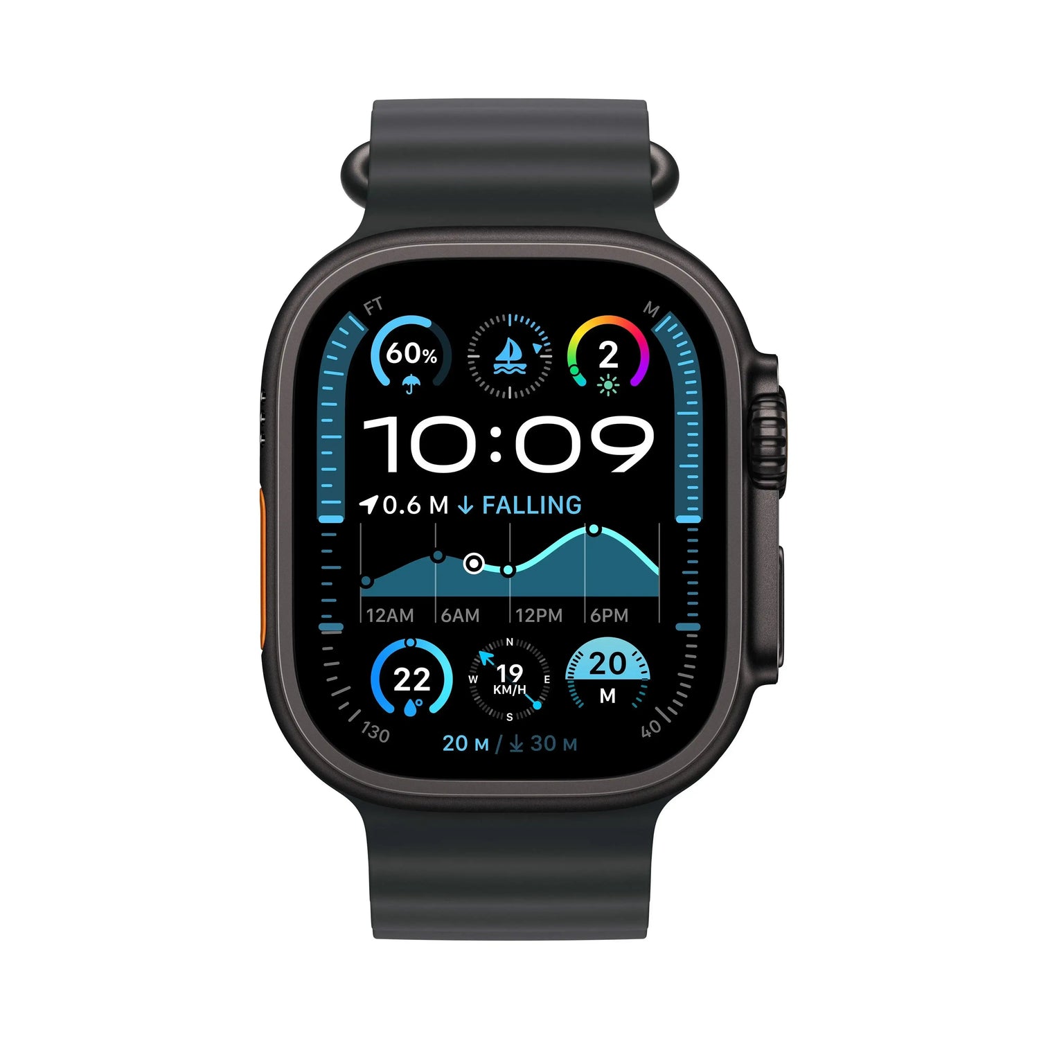 Apple Watch Ultra 2 Black Titanium Case with Black Ocean Band - GulfStore.com