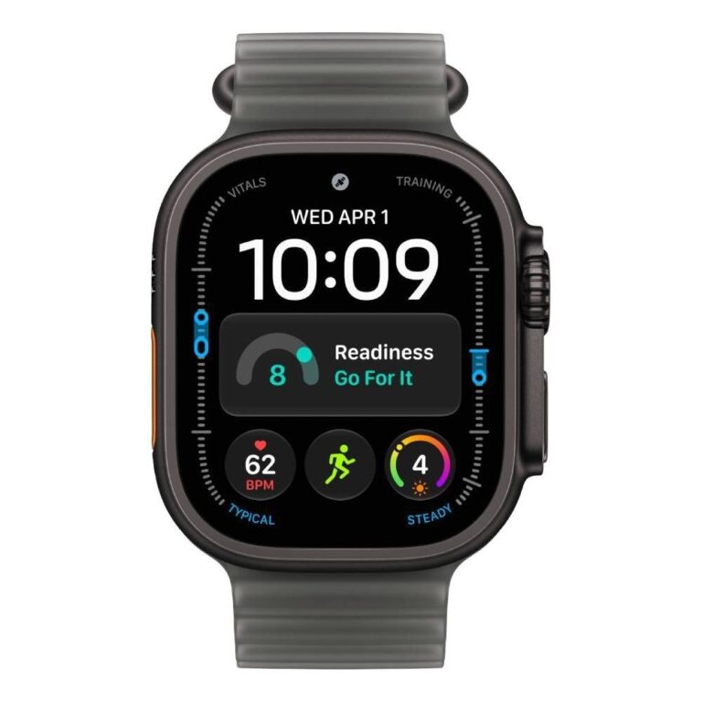 Apple Watch Ultra 4 GPS + Cellular, 49mm Black Titanium Case with Translucent Black Ocean Band