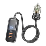 Porodo 120W Transparent Multi Port Car Charger with Rear Expansion - Black - GulfStore.com