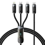 Porodo 3-IN-1 Digital-Display Fast Charging 1.2M Cable Type-C to Type-C + Lightning + Micro - BLACK - GulfStore.com