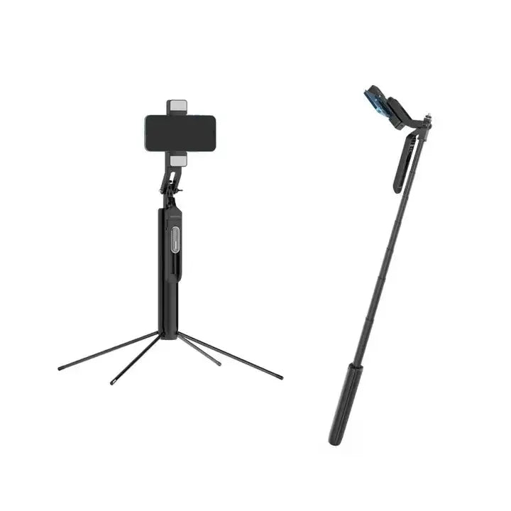 Porodo Selfie Stick 185cm Extendable with Dual Detachable Lights, 4 Leg Tripod, and Remote control - Black - GulfStore.com