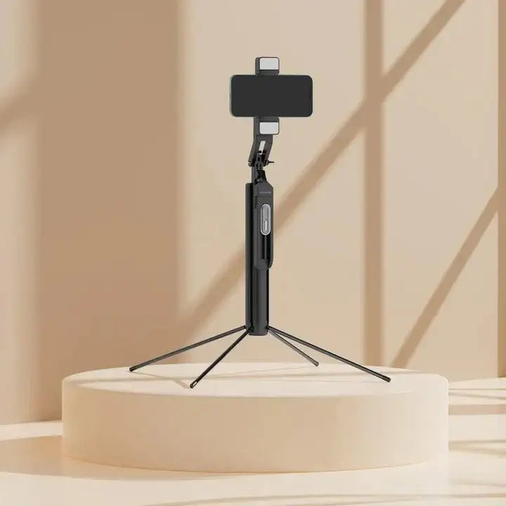 Porodo Selfie Stick 185cm Extendable with Dual Detachable Lights, 4 Leg Tripod, and Remote control - Black - GulfStore.com