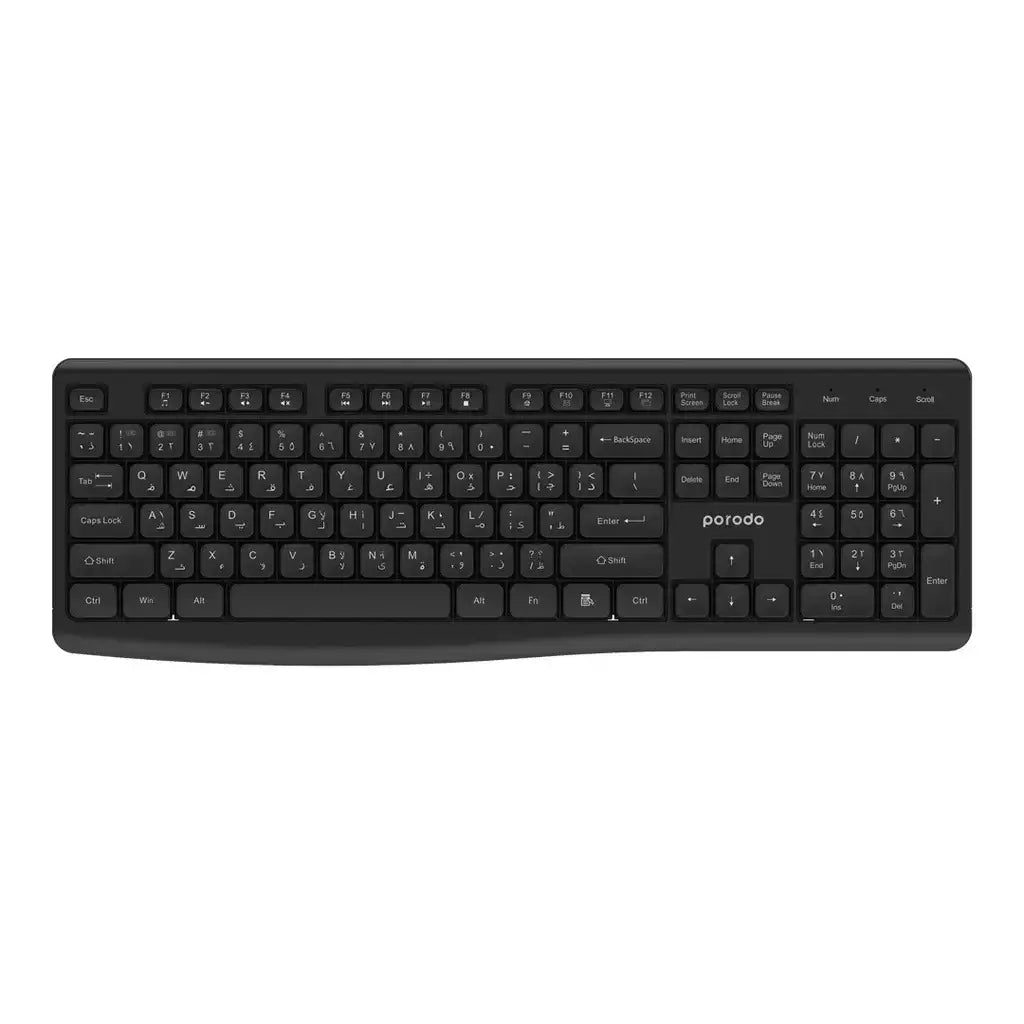 Porodo Wireless 2.4G + BT Keyboard with Mouse - Black - GulfStore.com