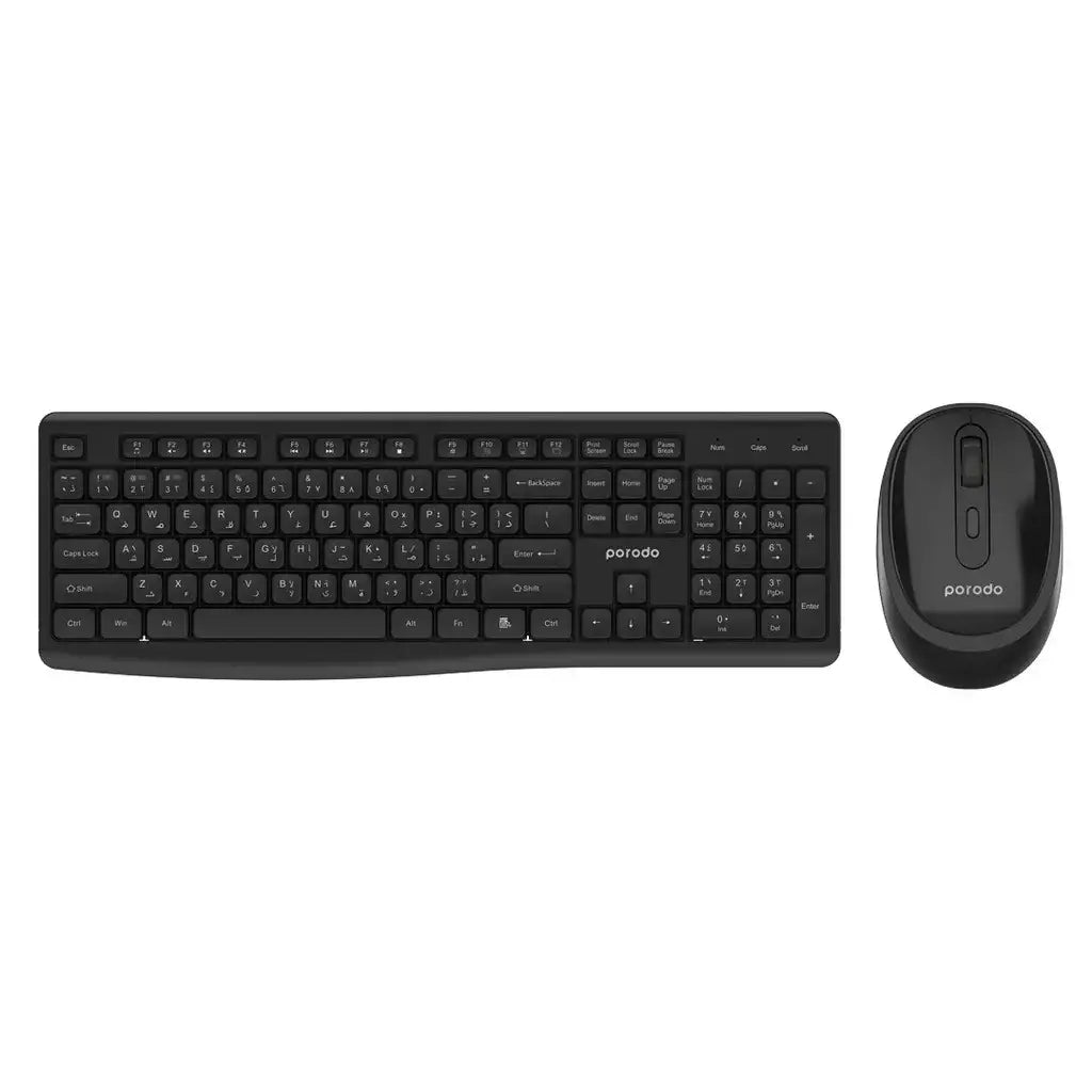 Porodo Wireless 2.4G + BT Keyboard with Mouse - Black - GulfStore.com