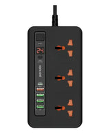 Porodo Multi-Port Super HUB 2 USB-C/ 4 USB-A Universal AC Sockets - 3 Meter / Black - GulfStore.com