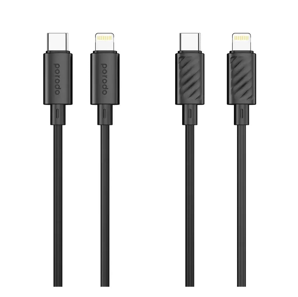 Porodo Blue 20W PD Type C to Lightning PVC Cable 1.2M - Black - GulfStore.com