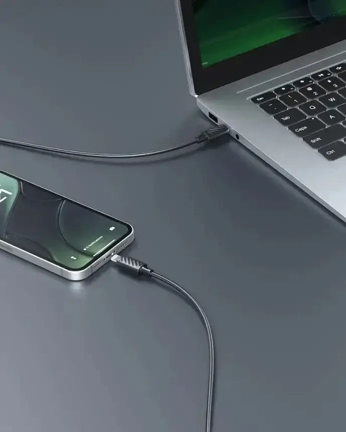 Porodo Blue 20W PD Type C to Lightning PVC Cable 1.2M - Black - GulfStore.com