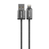 Porodo Woven 2.4A USB A to Lightning Cable 1.2M - Black - GulfStore.com