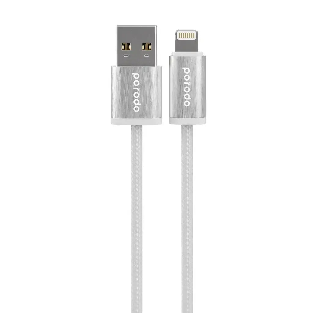 Porodo Woven 2.4A USB A to Lightning Cable 1.2M - White - GulfStore.com
