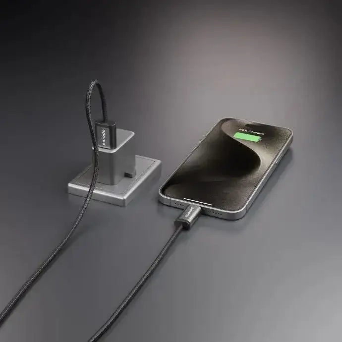 Porodo Woven 3A USB-A to Type-C Cable 1.2M - Black - GulfStore.com