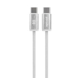 Porodo Woven Braided USB-C To Type-C Cable Data & Fast Charge Aluminum Shell 1.2m/4ft White - GulfStore.com