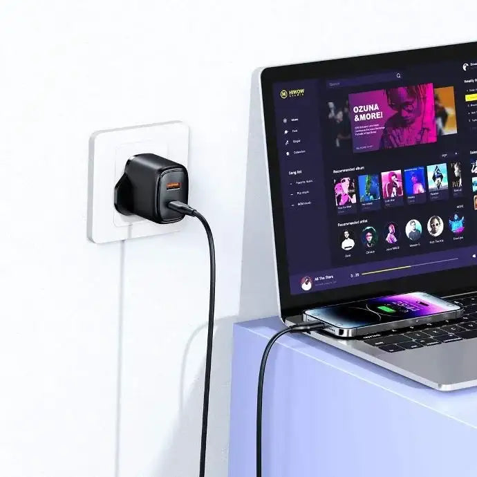 Porodo 20W+QC USB A+C Charger UK with C-Lightning 1.2M Cable - Black - GulfStore.com