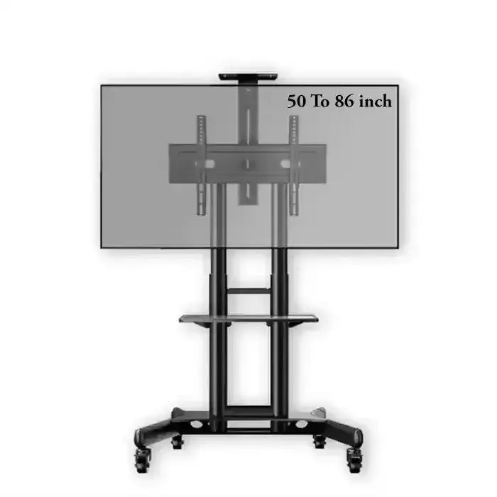 GAMVITY TROLLEY WITH WHEELS ADJUSTABLE HEIGHT MOBILE TV MOUNT STAND HEIGHT ADJUSTABLE LCD SCREEN FLOOR STAND CARTS WITH DVD SHELF (50-86INCH) - GulfStore.com