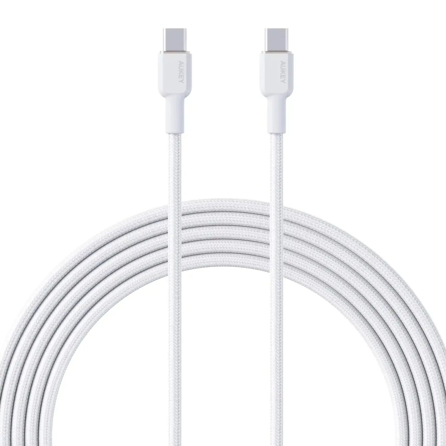 Aukey Nylon Braided USB-C to USB-C Cable 1 Meter - White - GulfStore.com