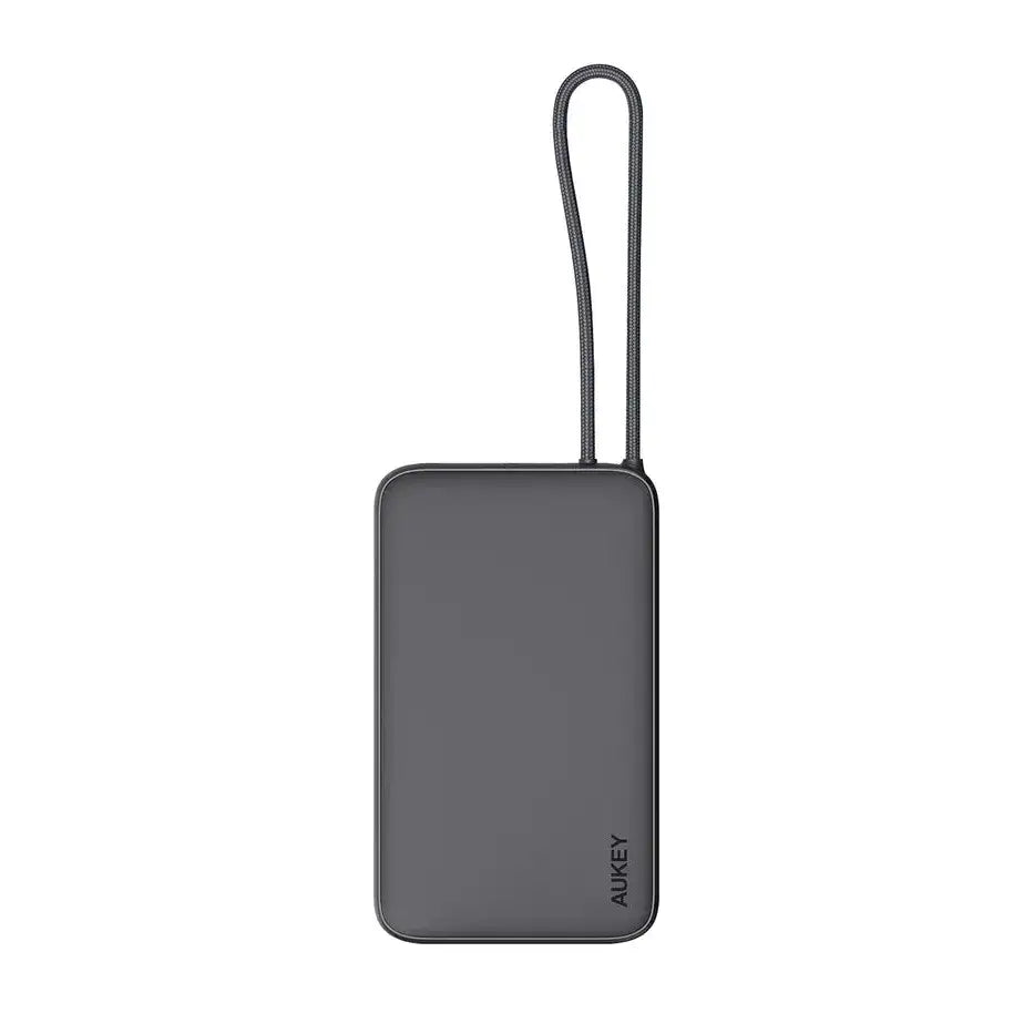 AUKEY PB-Y53 Spark Sling Lite Slim Power Bank with Buit-in USB-C Cable - 15W / 10,000mAh / USB-C / Grey - GulfStore.com