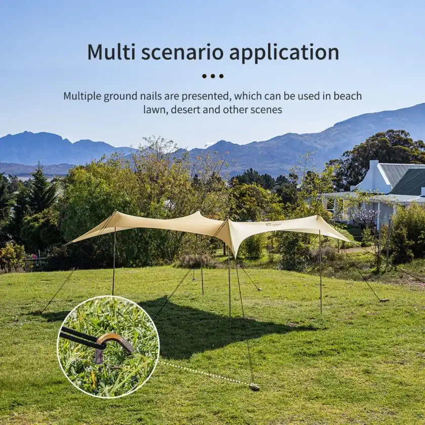 Naturehike UPF 50+ beach tarp with 4 poles - Khaki - GulfStore.com