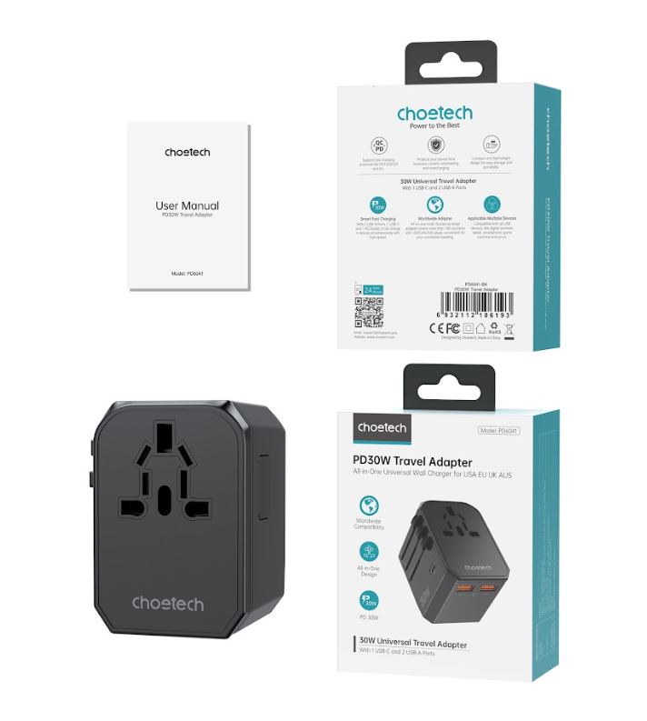 Chotech PD30W C+2A Travel Wall Charger black