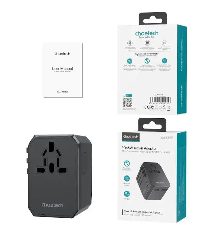 Chotech PD45W 2C+2A Travel Wall Charger black PD6045 - GulfStore.com