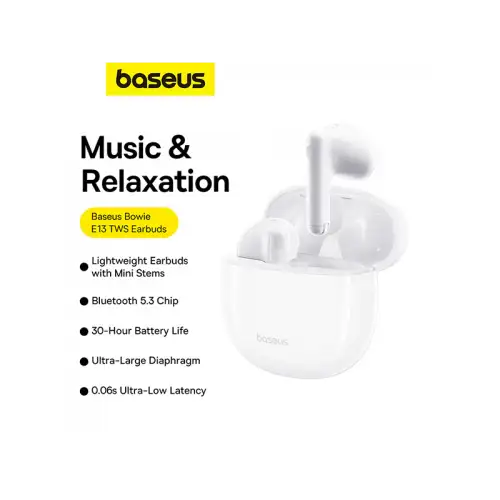 Baseus Bowie E13 True Wireless Earphones Moon White - GulfStore.com