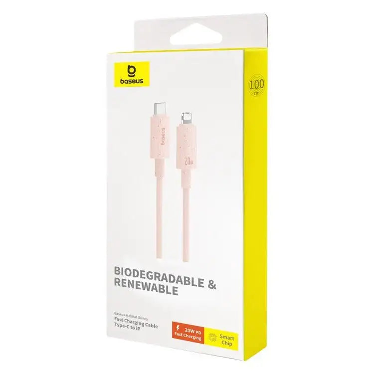 Baseus Habitat Series Fast Charging USB-C to Lightning Cable 1M - Wheat Pink - GulfStore.com