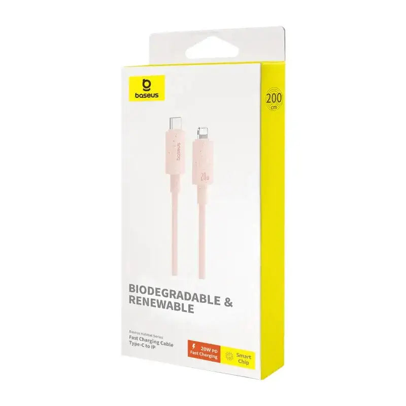 Baseus Habitat Series Fast Charging USB-C to Lightning Cable 2M - Wheat Pink - GulfStore.com