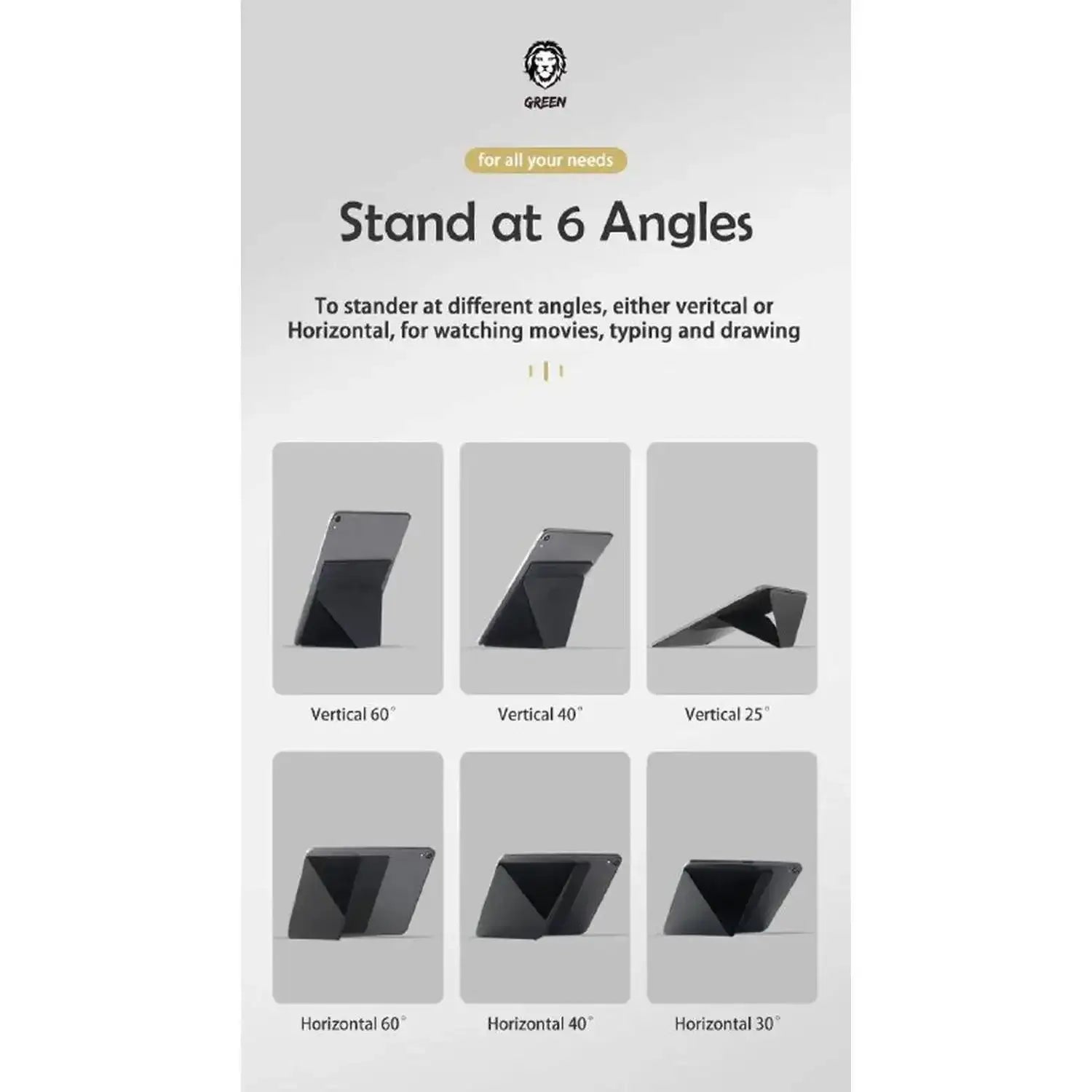 Green Premium Leather Tablet Stand 9 12.9 GNTBGRBK - Black - GulfStore.com