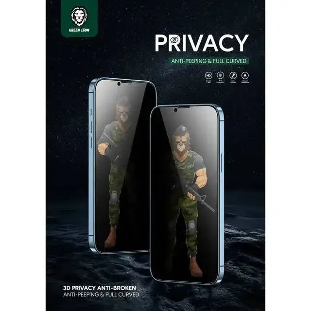 Green 3D Privacy Pro Glass Screen Protector for iPhone 13 / 13 Pro - Black - GulfStore.com
