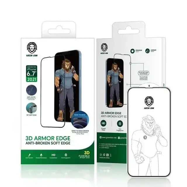 Green 3D Armor Edge Glass Screen Protector for iPhone 13 Pro Max - Clear - GulfStore.com