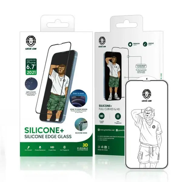 Green 3D Silicone+ Glass Screen Protector for iPhone 13 Pro Max 6.7 - Clear - GulfStore.com