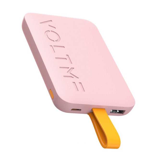 18505 | Voltme Hyper Core 10K Sling Power Bank | 22.5W Output | Built-In USB-C Cable | Ultra-Compact | 10,000 mAh | Soft-Touch Exterior | Pink