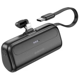 BJ41 | Borofone Pocket Power Bank With Cable | 5000Mah | Black