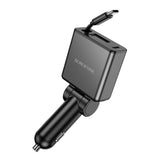 BZ33 | Borofone Auspicious PD60W | 2C Car Charger With Retractable Cable | Black