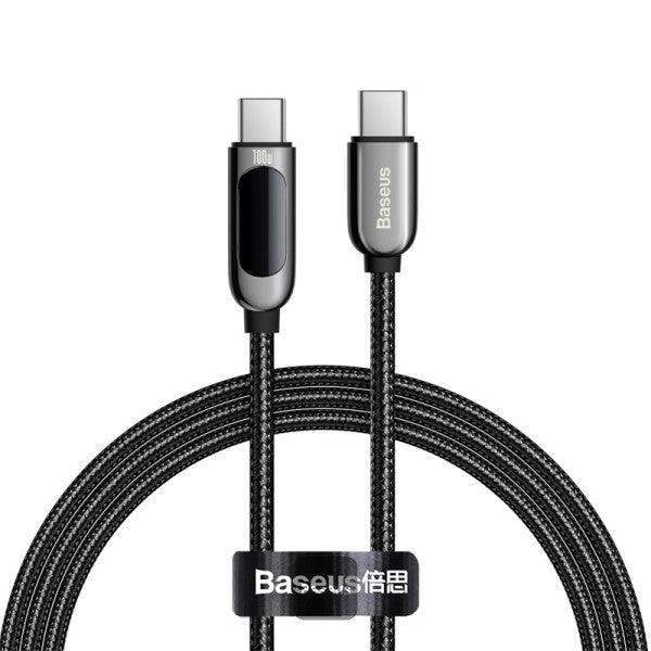 Baseus Display Fast Charging Data Cable Type-C to Type-C 100W 1m Black - GulfStore.com