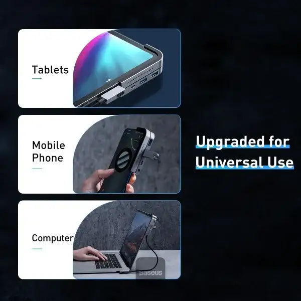 Baseus Bend Angle No.7 Multifunctional Type-C HUB Converter Upgrade - Space Gray CAHUB-CWJ0G - GulfStore.com