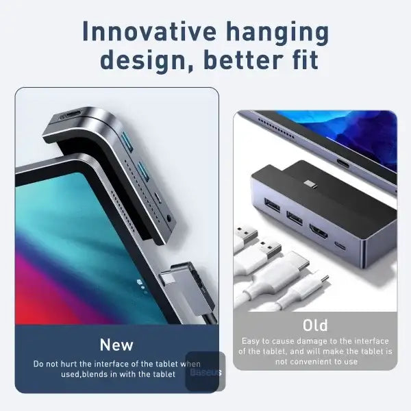 Baseus Bend Angle No.7 Multifunctional Type-C HUB Converter Upgrade - Space Gray CAHUB-CWJ0G - GulfStore.com