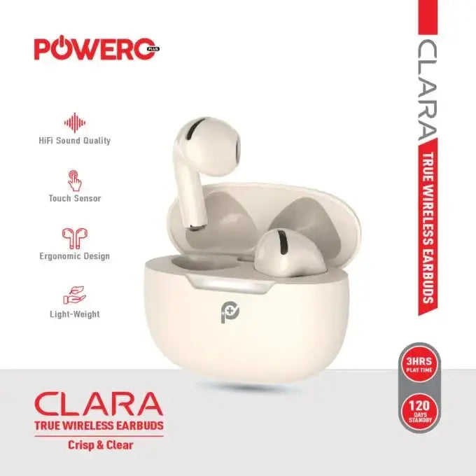 Powero + Clara True Wireless Earbuds - Beige - GulfStore.com