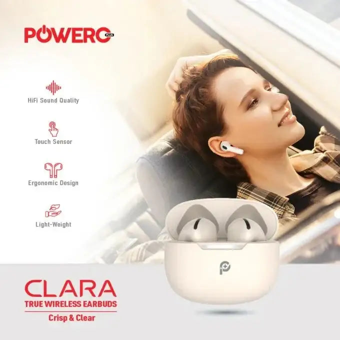 Powero + Clara True Wireless Earbuds - Beige - GulfStore.com