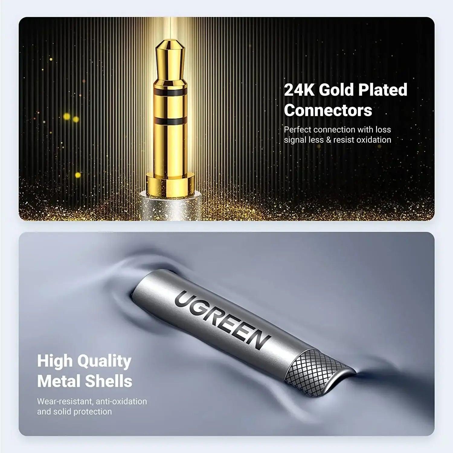 Ugreen 3.5mm Metal Connector Alu Case Braided Audio Cable 3m - GulfStore.com