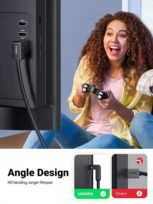 UGreen HDMI Cable Right Angle 90 Degree 2M - Black - GulfStore.com