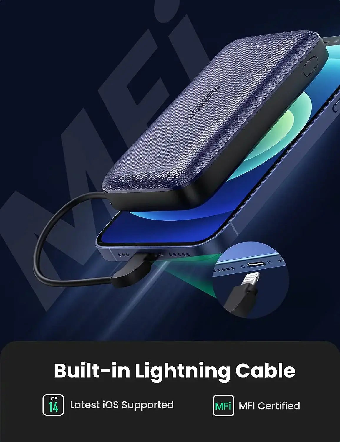 UGreen Power Bank 10000mAh Powerbank PD 20W wth Lightning Cable - GulfStore.com