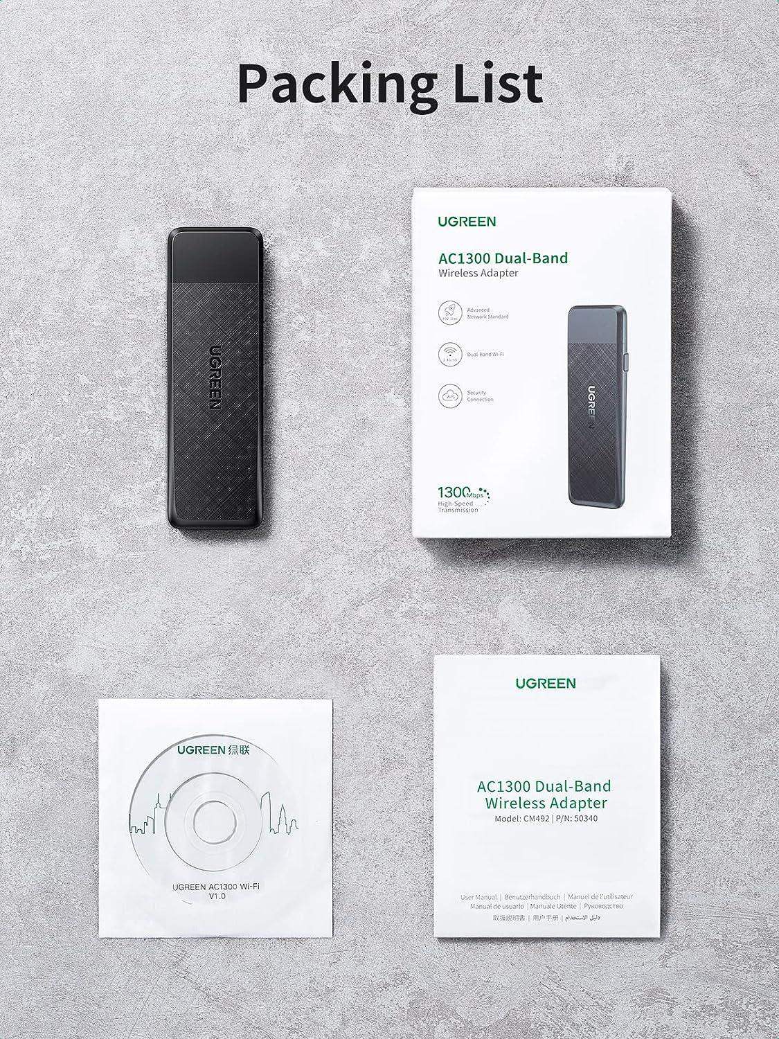 UGreen AC1300 USB WiFi Adapter - GulfStore.com