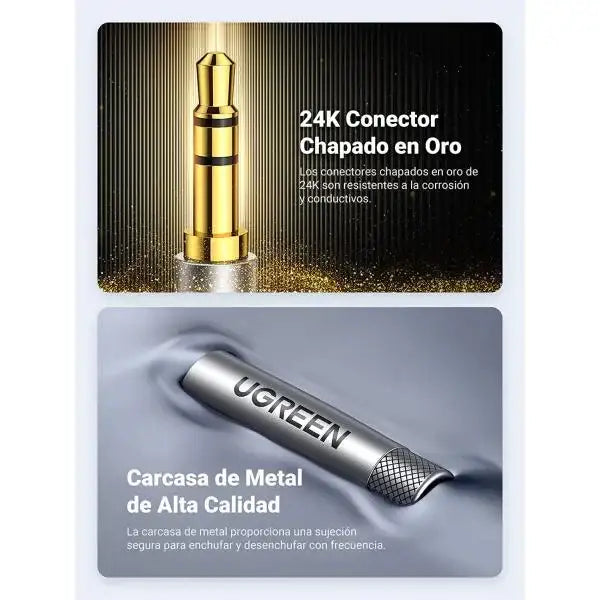 UGreen 3.5Mm Audio Cable Male To Male Auxiliary - Silver Gray - GulfStore.com