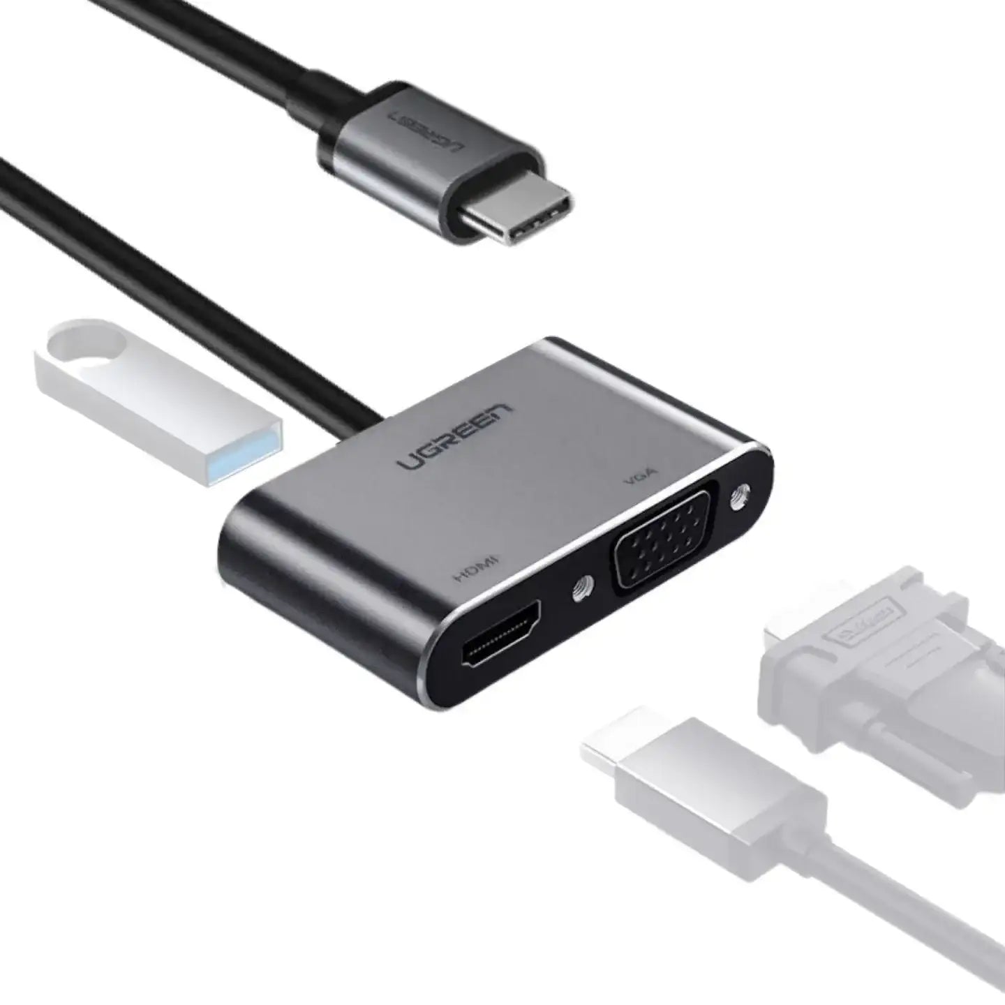 Ugreen USB-C To HDMI + VGA Adapter With Pd (Space Gray) - GulfStore.com