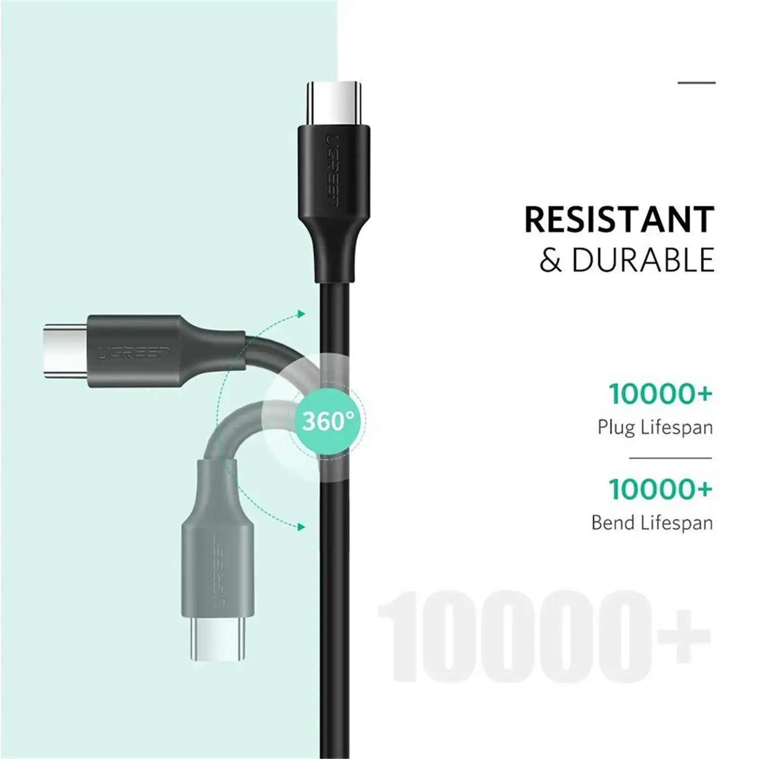 UGREEN USB 2.0 Type C to Type C Cable Nickel Plating 1m (Black) - GulfStore.com