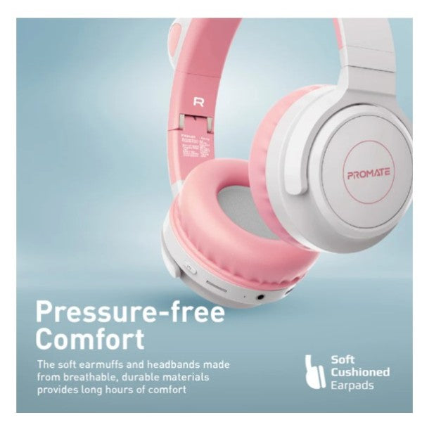 سماعات رأس لاسلكية للأطفال من بروميت بتصميم باندا كاواي - 1000 مللي أمبير / لون علكة الفقاعات