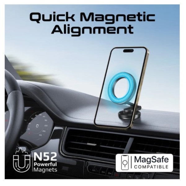 Promate MagGrip™ 360° Cradleless Foldable Magnetic Ring Smartphone Holder, Black - MAGHOOP-HG